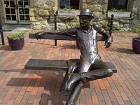 The beautiful bronze statue of Dirty Dan Harris was created by local artist Robert